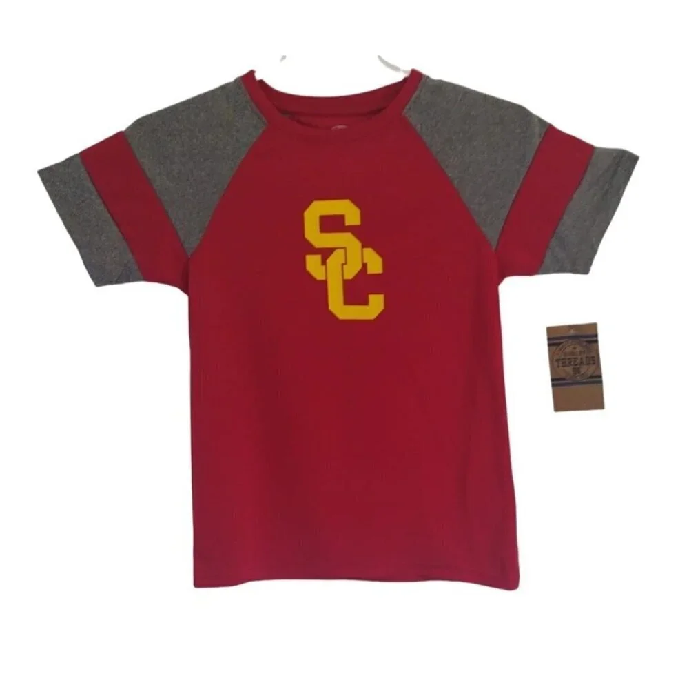 Rivalry Threads Kids S/C Graphic T-Shirt Red & Gray S/6-7 Cotton. NWT